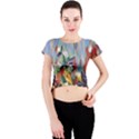 Abstractionism Spring Flowers Crew Neck Crop Top View1