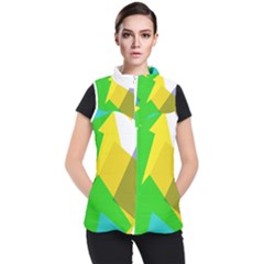 Green Yellow Shapes  Women s Puffer Vest