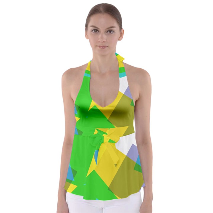 Green yellow shapes            Babydoll Tankini Top