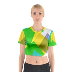 Green Yellow Shapes        Cotton Crop Top