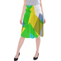 Green Yellow Shapes    Midi Beach Skirt