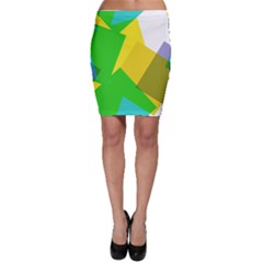 Green Yellow Shapes        Bodycon Skirt