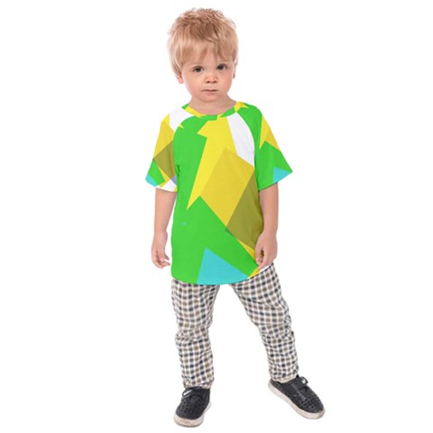 Green Yellow Shapes    Kids  Raglan Tee by LalyLauraFLM