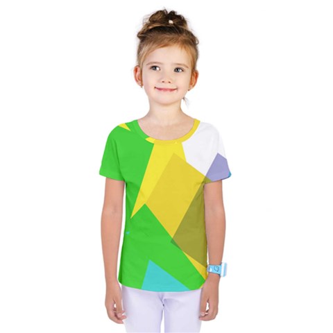 Green Yellow Shapes           Kids  One Piece Tee by LalyLauraFLM