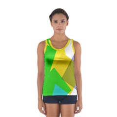 Green Yellow Shapes        Women s Sport Tank Top by LalyLauraFLM