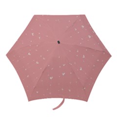 Pink Background With White Hearts On Lines Mini Folding Umbrellas by TastefulDesigns