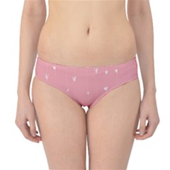 Pink Background With White Hearts On Lines Hipster Bikini Bottoms by TastefulDesigns