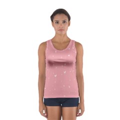 Pink Background With White Hearts On Lines Women s Sport Tank Top  by TastefulDesigns