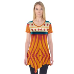 Shapes In Retro Colors  Short Sleeve Tunic by LalyLauraFLM