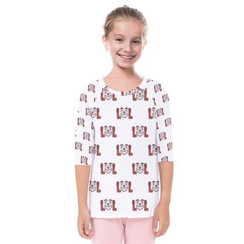 Funny Emoji Laughing Out Loud Pattern  Kids  Quarter Sleeve Raglan Tee by dflcprintsclothing