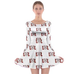 Funny Emoji Laughing Out Loud Pattern  Long Sleeve Skater Dress