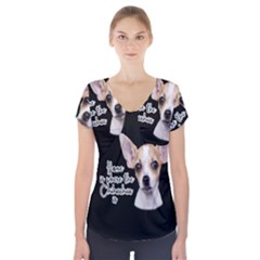 Chihuahua Short Sleeve Front Detail Top by Valentinaart