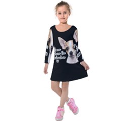 Chihuahua Kids  Long Sleeve Velvet Dress by Valentinaart