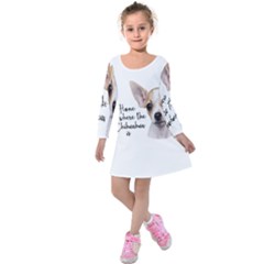 Chihuahua Kids  Long Sleeve Velvet Dress by Valentinaart