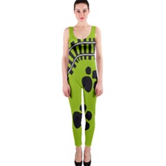 Green Prints Next To Track Onepiece Catsuit by Nexatart