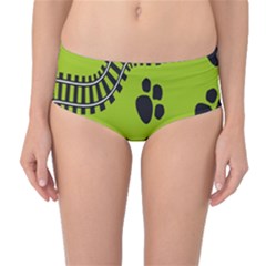 Green Prints Next To Track Mid-waist Bikini Bottoms by Nexatart