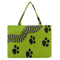 Green Prints Next To Track Medium Zipper Tote Bag by Nexatart