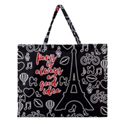 Paris Zipper Large Tote Bag by Valentinaart