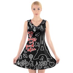 Paris V-neck Sleeveless Skater Dress by Valentinaart