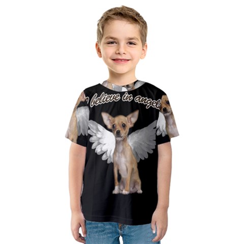 Angel Chihuahua Kids  Sport Mesh Tee by Valentinaart