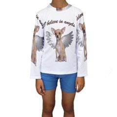 Angel Chihuahua Kids  Long Sleeve Swimwear by Valentinaart