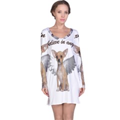 Angel Chihuahua Long Sleeve Nightdress by Valentinaart