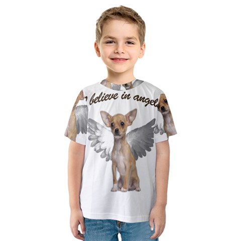 Angel Chihuahua Kids  Sport Mesh Tee by Valentinaart