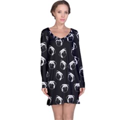 Pug Dog Pattern Long Sleeve Nightdress by Valentinaart