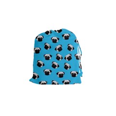 Pug Dog Pattern Drawstring Pouches (small)  by Valentinaart