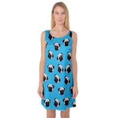 Pug Dog Pattern Sleeveless Satin Nightdress by Valentinaart