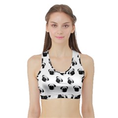 Pug Dog Pattern Sports Bra With Border by Valentinaart