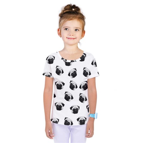 Pug Dog Pattern Kids  One Piece Tee by Valentinaart