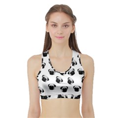 Pug Dog Pattern Sports Bra With Border by Valentinaart