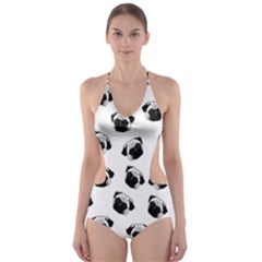 Pug Dog Pattern Cut-out One Piece Swimsuit by Valentinaart