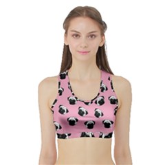 Pug Dog Pattern Sports Bra With Border by Valentinaart