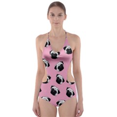 Pug Dog Pattern Cut-out One Piece Swimsuit by Valentinaart