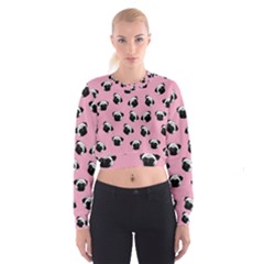 Pug Dog Pattern Cropped Sweatshirt by Valentinaart