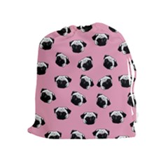 Pug Dog Pattern Drawstring Pouches (extra Large) by Valentinaart