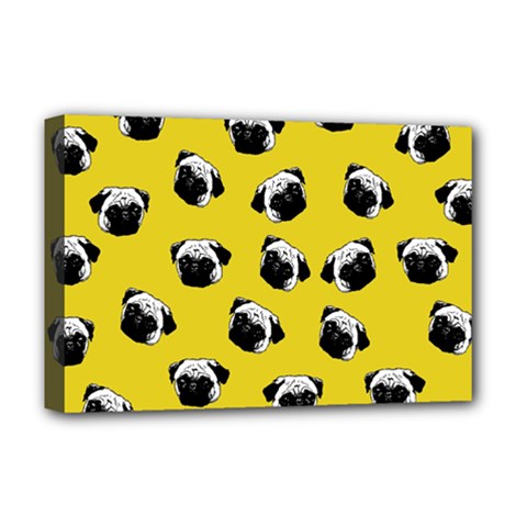 Pug Dog Pattern Deluxe Canvas 18  X 12   by Valentinaart