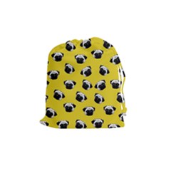 Pug Dog Pattern Drawstring Pouches (medium)  by Valentinaart