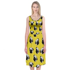 Pug Dog Pattern Midi Sleeveless Dress by Valentinaart