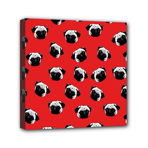 Pug Dog Pattern Mini Canvas 6  X 6  by Valentinaart