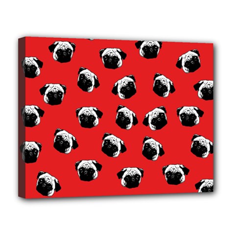 Pug Dog Pattern Canvas 14  X 11  by Valentinaart