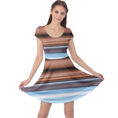 Color Screen Grinding Cap Sleeve Dresses by Nexatart