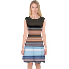 Color Screen Grinding Capsleeve Midi Dress by Nexatart