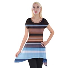 Color Screen Grinding Short Sleeve Side Drop Tunic by Nexatart