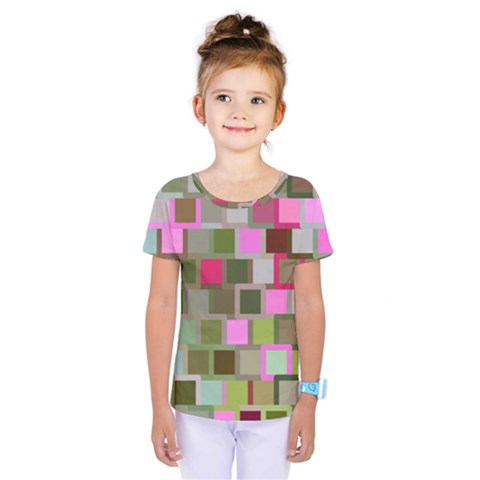 Color Square Tiles Random Effect Kids  One Piece Tee by Nexatart