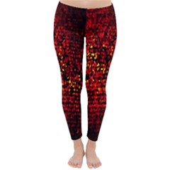 Red Particles Background Classic Winter Leggings by Nexatart