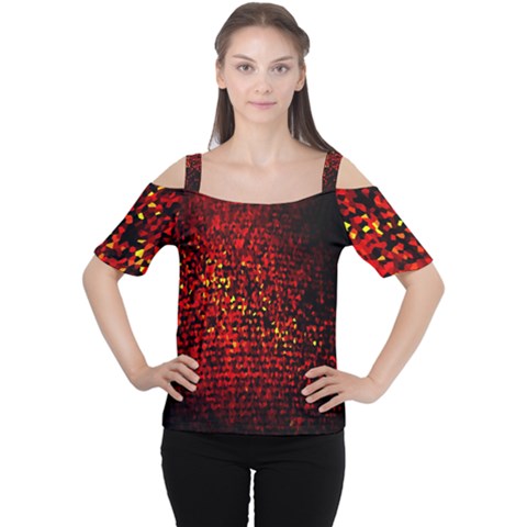 Red Particles Background Women s Cutout Shoulder Tee by Nexatart