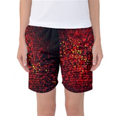 Red Particles Background Women s Basketball Shorts by Nexatart